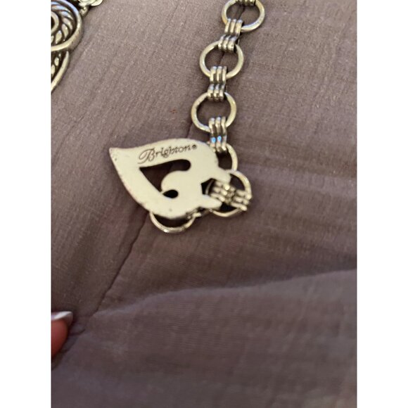 Brighton Vintage Womens Chain Belt Size M Silver Tone Heart Snake Adjustable